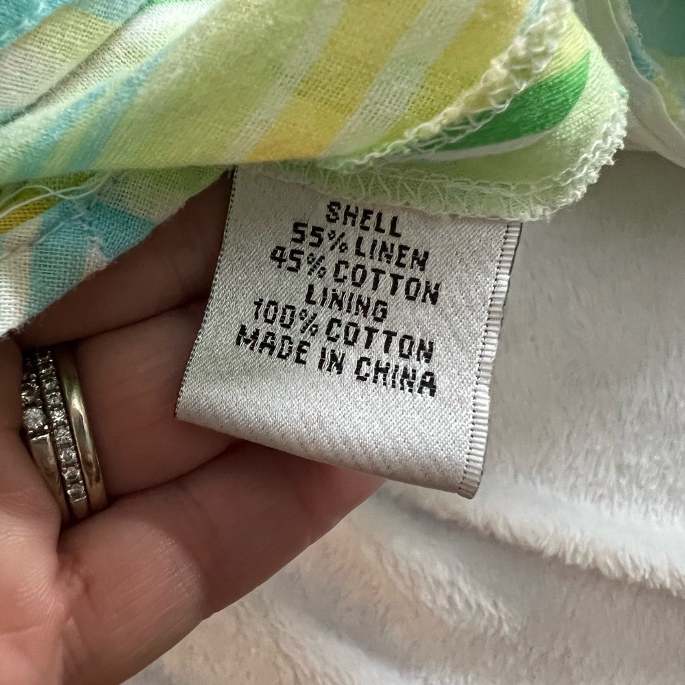 Talbots Sleeveless Striped V-Neck Top in Yellow, Aqua & Green - Picture 4 of 4